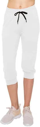 Cotton Solid Capris for Women (Light Grey, L)