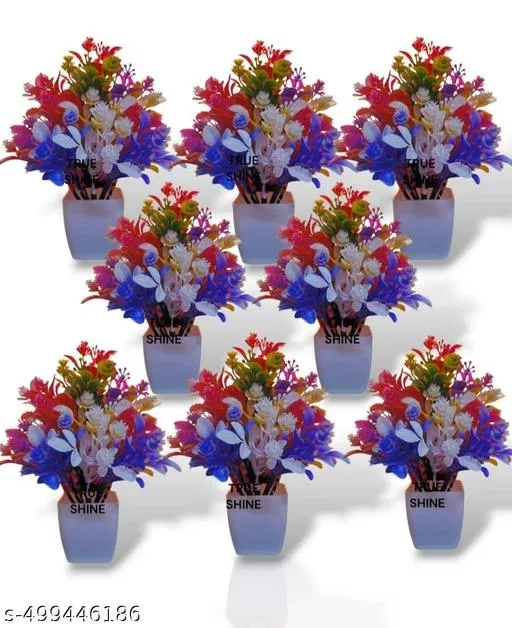 Plastic Artificial Flowers, Multioclor, Pack of 8