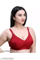 Cotton Solid Bras for Women, Red & Purple, Pack of 2 