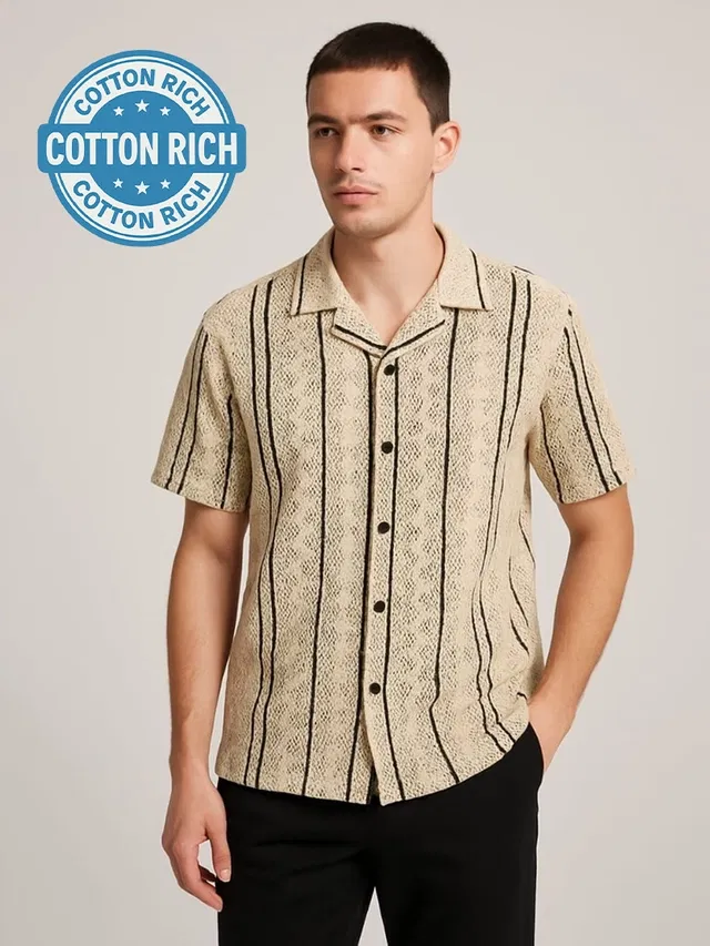 Cotton Blend Half Sleeves Structured Shirt for Men (White, XXL)