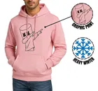 Fleece Printed Hoodie for Men, Pink 