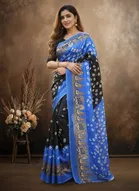 Art Silk Printed Saree for Women, Blue 