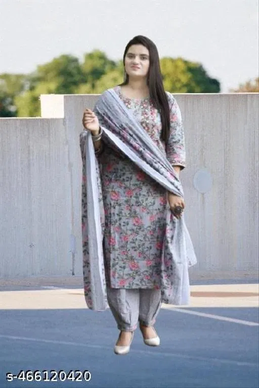 Kurta Set for Women (Grey, L)