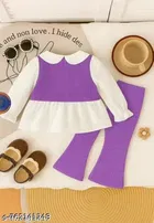 Cotton Blend Clothing Set for Girls, Voilet 