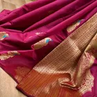Litchi Silk Zari Woven Saree for Women, Pink 