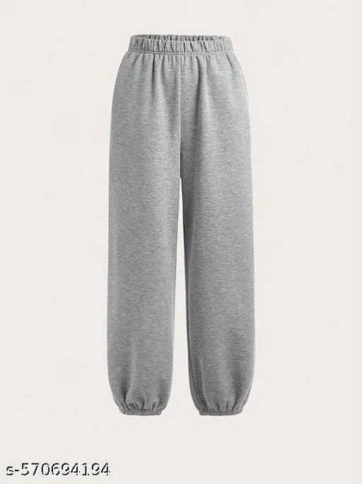 Cotton Blend Solid Trousers for Men, Grey (M)