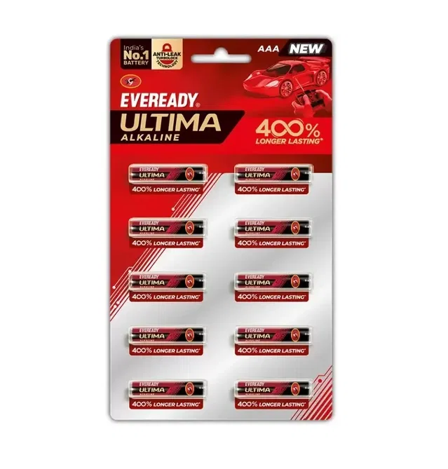 EVEREADY Ultima | 400% Longer Lasting | Alkaline AAA Battery (Pack of 10)