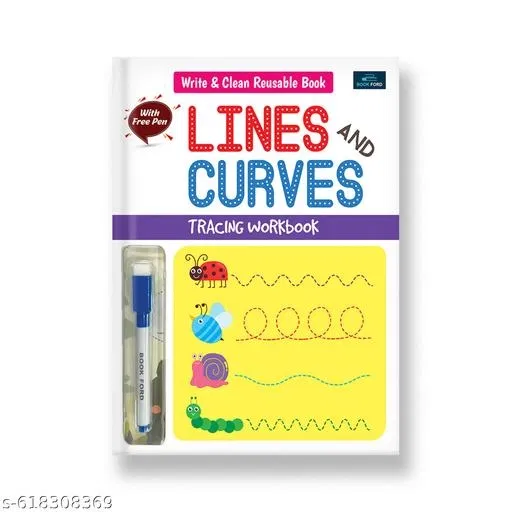 Write and Clean Reusable Book Line and Curve Tracing Workbook for Kids Early Writing Practice Preschool Activity Book for Handwriting Improvement Fine Motor Skills Brain Development Homeschooling Toddlers Nursery LKG UKG Beginners