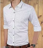 Cotton Blend Printed Shirts for Men, White & Blue, Pack of 2 