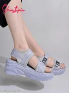 Shoetopia Grey Wedge Sandals Size IND-6