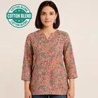 Cotton Floral Print Short Kurti for Women 