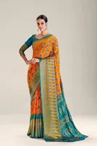 Moss Chiffon Printed Saree for Women 
