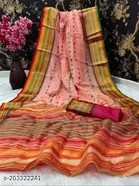 Butti Work Kota Doria Cotton Saree for Women 