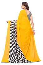 Women Georgette Printed Saree With Unstitched Blouse 