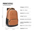 Gear Vintage 2 Anti Theft, 28L Water Resistant Faux Leather Laptop Backpack for Men & Women, Tan Black