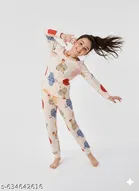 Cotton Blend Night Suit for Girls 