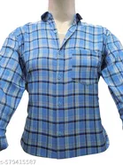 Cotton Blend Checked Shirt for Men, Blue 
