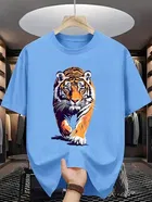 Polyester Printed Half Sleeves T-Shirts For Men, Light Blue 