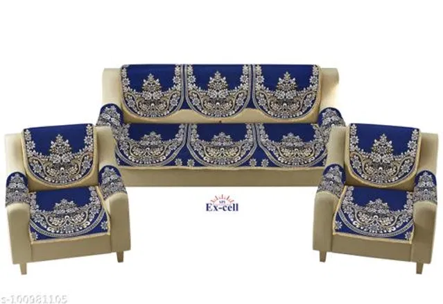 Polycotton 5 Seater Sofa Covers (Blue, Set of 1)