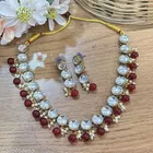 Kundan Pearl Beaded Jewellery Set for Women, Maroon
