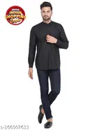 Cotton Blend Solid Short Kurta for Men 