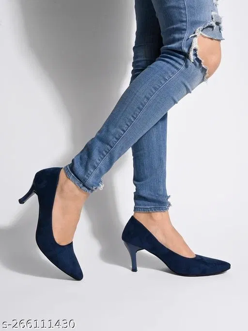 Suede Pointed Toe Pumps for Women (Green, IND-5)
