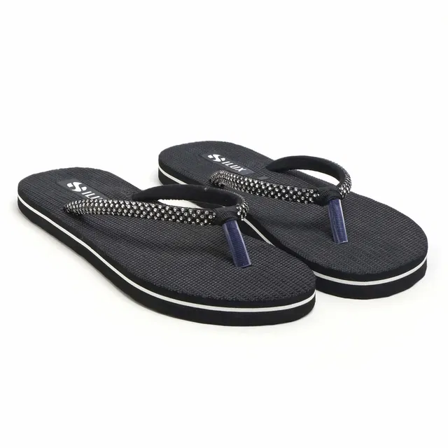 Solid Thong Flip-flops for Women (Black, 7)
