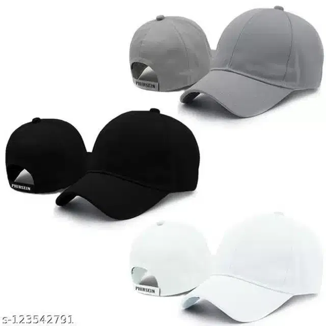 Cotton Caps for Men & Women (Multicolor, Set of 3)