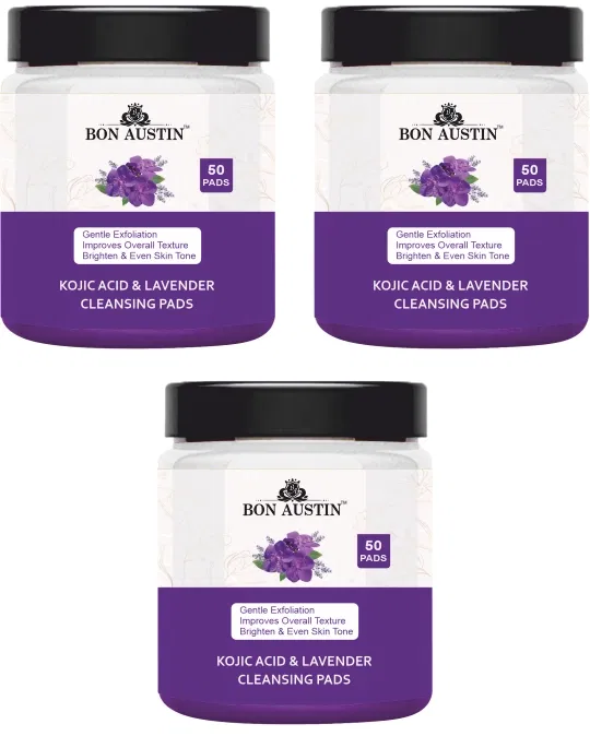 Bon Austin Kojic Acid & Lavender 50 Pcs Cleansing Pads (Pack of 3)