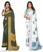 Designer Printed Georgette Saree for Women, Pack of 2 