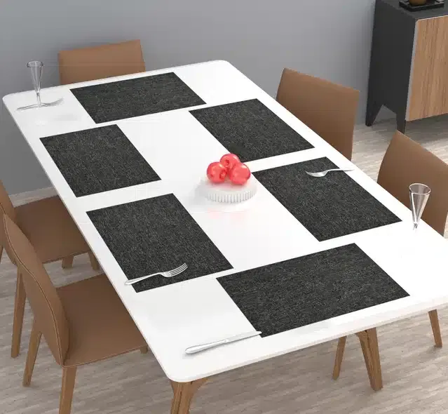 Knit Dining Table Placemats (Black, Pack of 6)