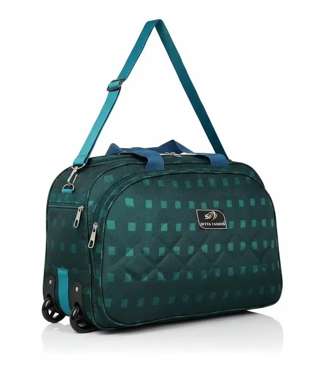 Polyester Trolley Duffel Bag (Teal, 61 L)