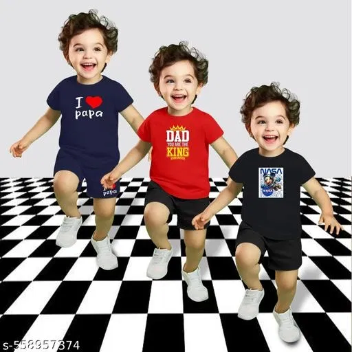 Cotton Blend Printed Clothing Set for Boys, Multicolour, Pack Of 3 (12-18 Months)