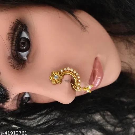 HASTKALA Original Copper Plated Nosepins for Women (Gold, Free Size)