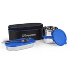 Sophia Insulated Fabric Bag Leak Proof Lunch Box Stainless Steel 3 Containers With Steel Spoon 