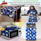 KANUSHI Industries® Washabl&Dustproof Top Load Fully Automatic Washing Machine Cover+1 Pc Fridge Cover+1 Pc Microwave Cover+ Apron for Kitchen Front 