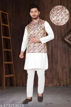 Colorblocked Cotton Kurta Set for Men 
