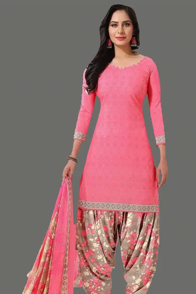 Unstitched Dress Material for Women & Girls (Pink)
