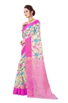 Cotton Linen Printed Saree for Women 