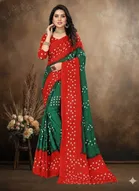 Art Silk Printed Saree for Women, Green 