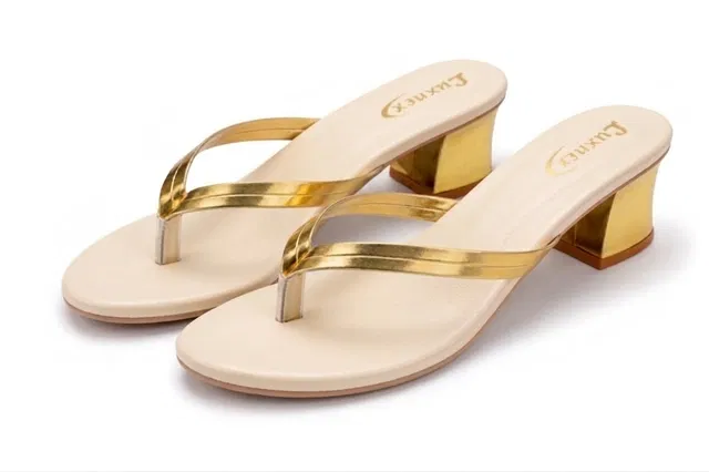 Solid Block Sandals for Women (Beige, 7)