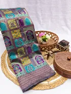 Litchi Silk Zari Woven Saree for Women, Blue 