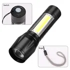 Zoomable Handheld XPE+COB Mini USB Rechargeable LED Flashlight 