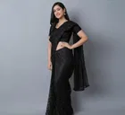Net Solid Saree for Women 