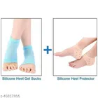 Silicone Gel Heel Socks with Heel Protector for Unisex (Beige, Set of 2)