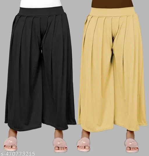 Palazzos for Women, Pack of 2 (Black, S)