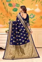 Silk Woven Design Saree for Women, Navy Blue 