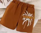 Fancy Cotton Blend Summer Clothing Set for Boys, Cream & Brown 