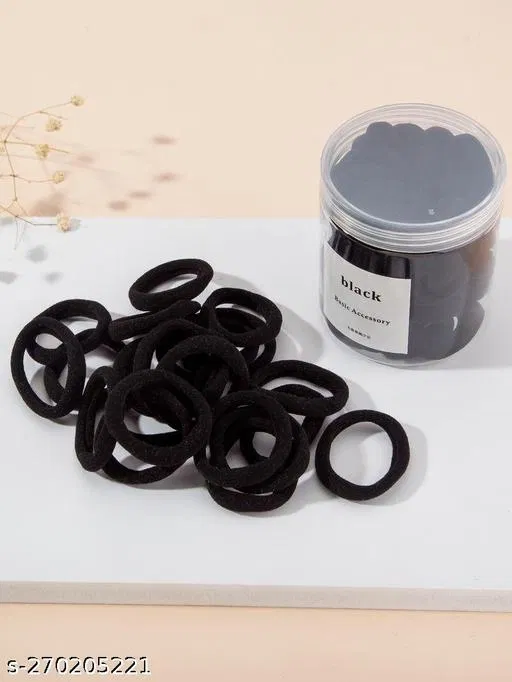 Everyday Rubber Bands for Women, Pack of 72 (Black)