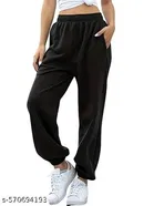 Cotton Blend Solid Trousers for Men, Black 